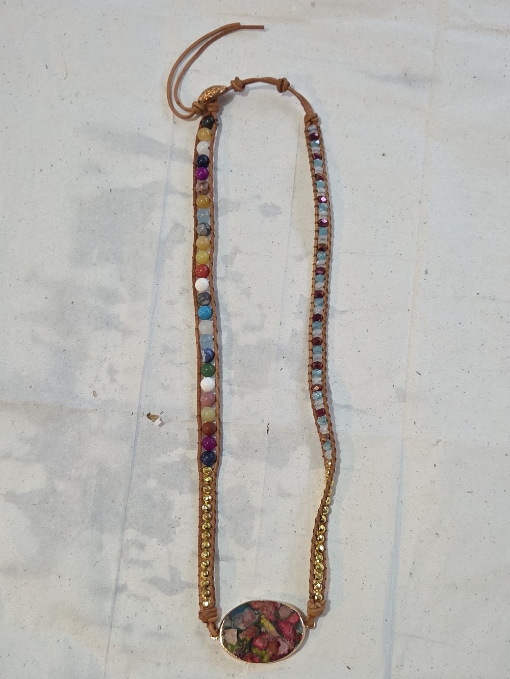 Handmade Color Splash Jasper Stone Wrap Bracelet/Necklace, Gemstones & Beads